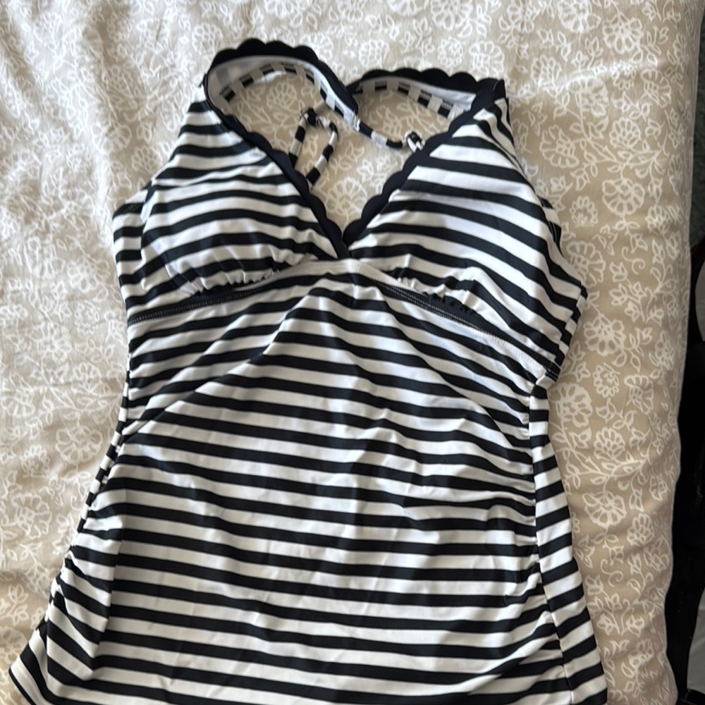 Striped Black and White Women's Tankini top